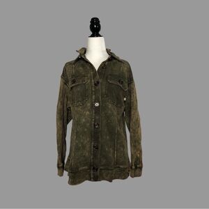 ❤️ XXS ❤️ NWT Anthro Shirt Jacket Buttondown Faded Pockets Oversized